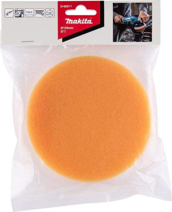 Image du produit Makita Eponge abrasive pour monobrosse/polisseuse, Ø125 mm, non perforée, 1 pièce, orange (0)