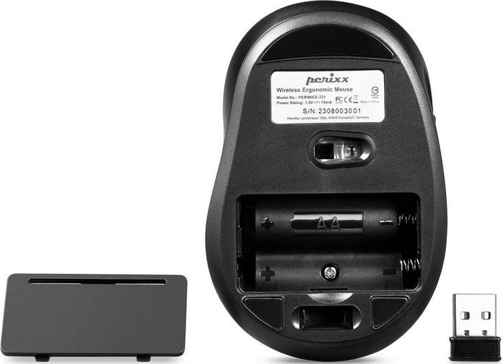 Produktbild Perixx PERIMICE-721 WB Ergonomische Maus Funk Weiss-Schwarz 5 Tasten (Kabellos)