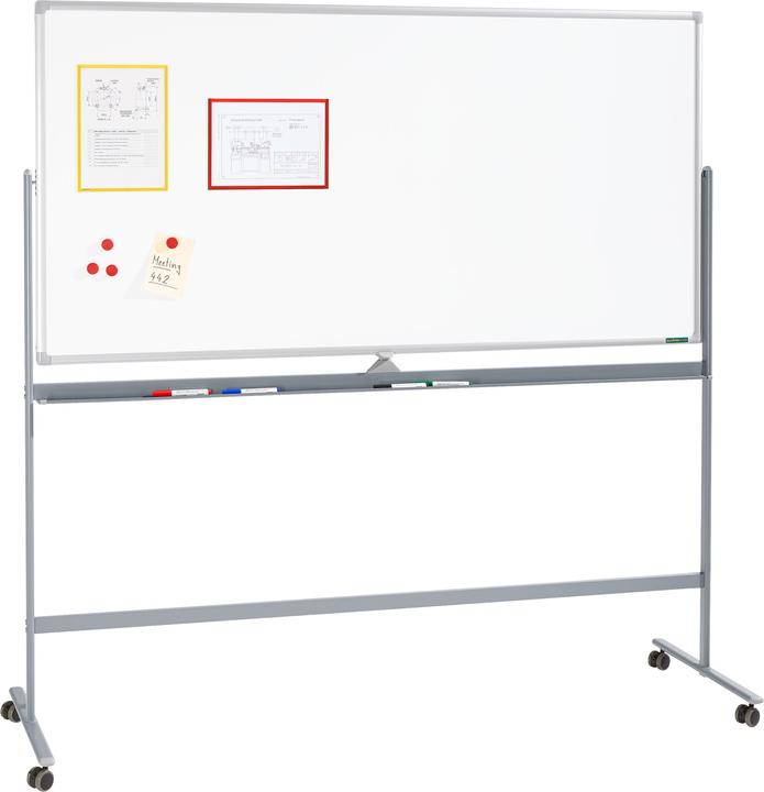 Produktbild Schäfer Shop Select Mobiles Whiteboard, mit drehbarer Tafel, mit 4 Lenkrollen, diverse Tafelgrössen (90 x 180 cm)
