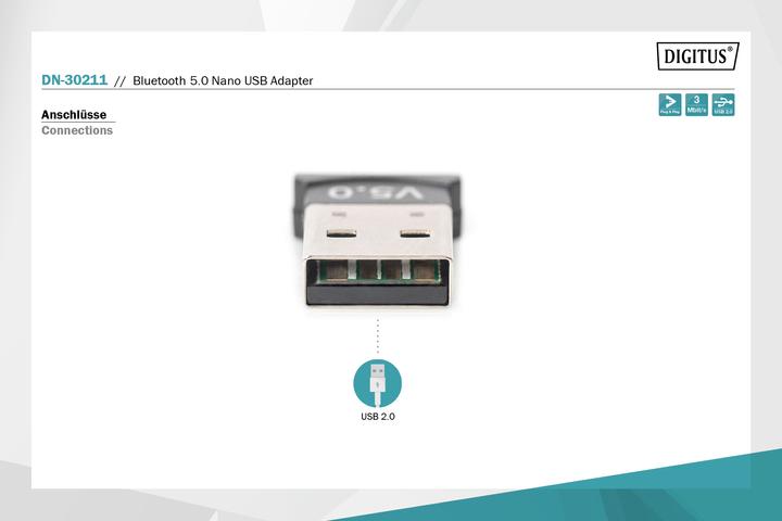 Produktbild Digitus Bluetooth 5.0 Nano USB Adapter (Sender & Empfänger)