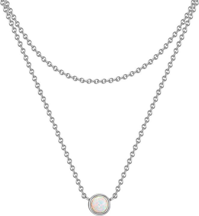 Immagine prodotto Glanzstücke München Catena da donna in argento opalino (synth.) argento 42,0/36,0 cm + 5,0 cm di estensione - 29974 (Argento)