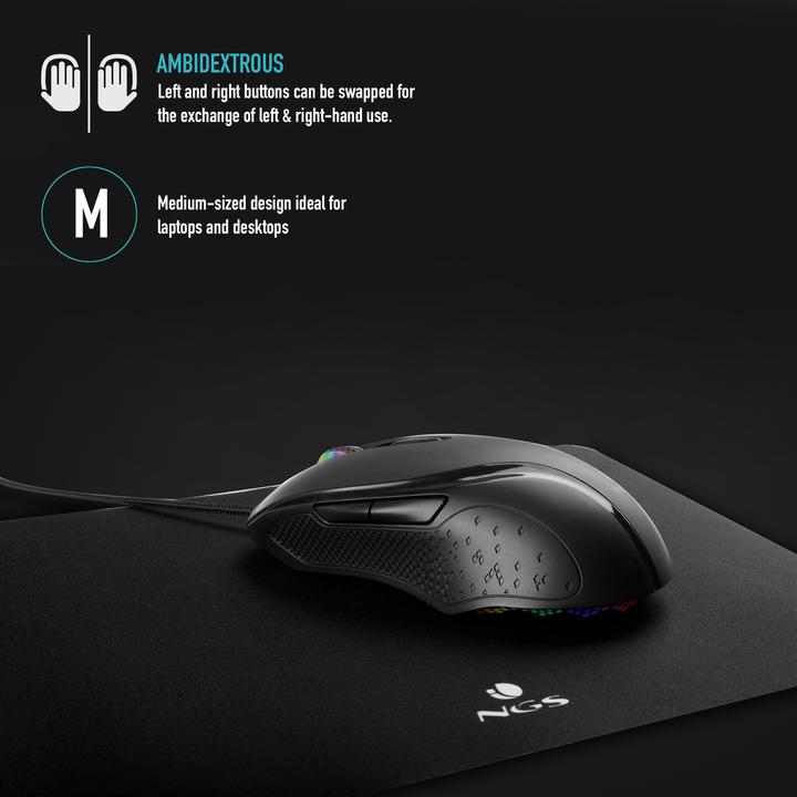 Produktbild NGS GMX-125 Hochauflösende LED Gaming Maus (Kabelgebunden)