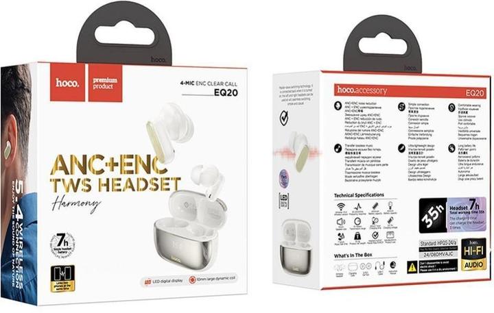 Actual product image Hoco EQ20 Rhyme Headset Wireless In-Ear Anrufe/Musik Bluetooth Weiss (ANC, 7 h, Wireless)