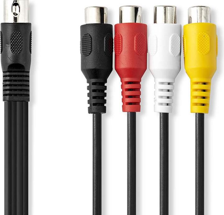 Actual product image Nedis DIN audio cable | DIN 5-pin plug | 4x RCA socket | Nickel-plated | 0.20 m | Round | PVC | Weak (0.20 m)