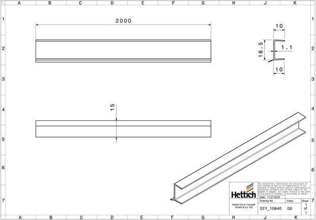 Immagine prodotto Hettich Abdichtprofil 2000 mm fr 16mm Sockel, transparent (1 pz.)