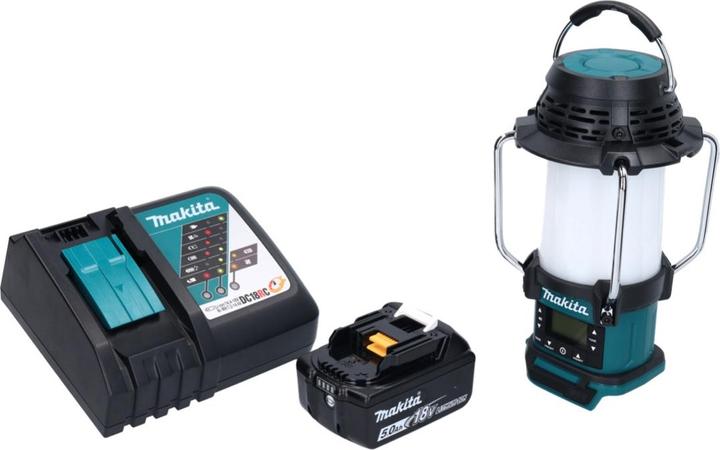 Image du produit Makita DMR 055 RT1 Radio sans fil FM 360° 18 V + 1x Batterie 5,0Ah + Chargeur (FM, AM)