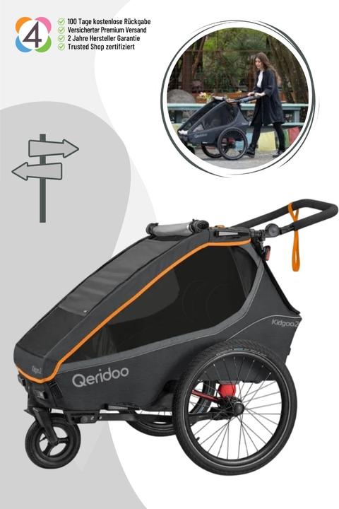 Actual product image Qeridoo Kidgoo 2 FIDLOCK Edition child bike trailer orange