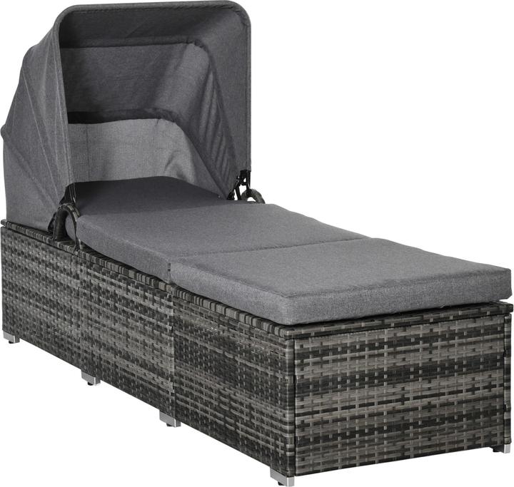 Image du produit Outsunny Transat en rotin avec toit solaire (195 cm)