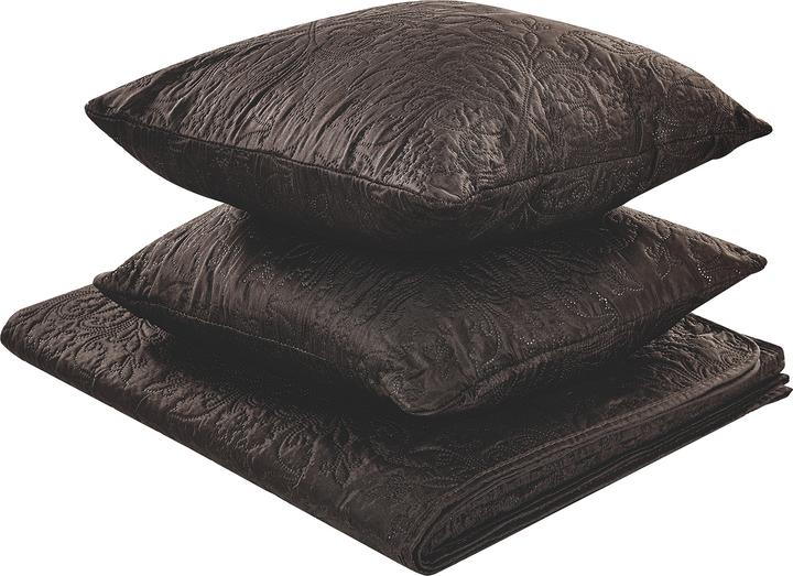 Actual product image Beliani Bedspread set with cushions embossed pattern 3-piece brown 140 x 210 cm RAYEN (140 x 210 cm)