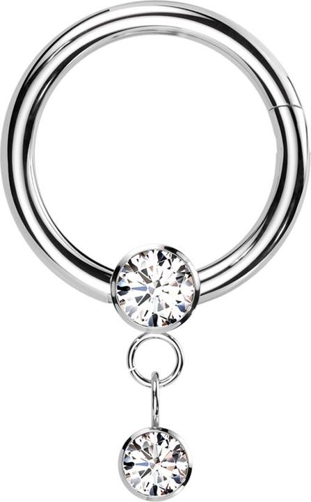 Produktbild Star Piercing Micro Segmentring klappbar silber Kristall silber Anhänger Kette Kristall silber (ohne Messing, Titan G23)