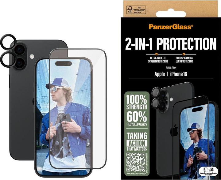 Actual product image PanzerGlass 2-in-1 Set (1 Piece, Apple iPhone 16)