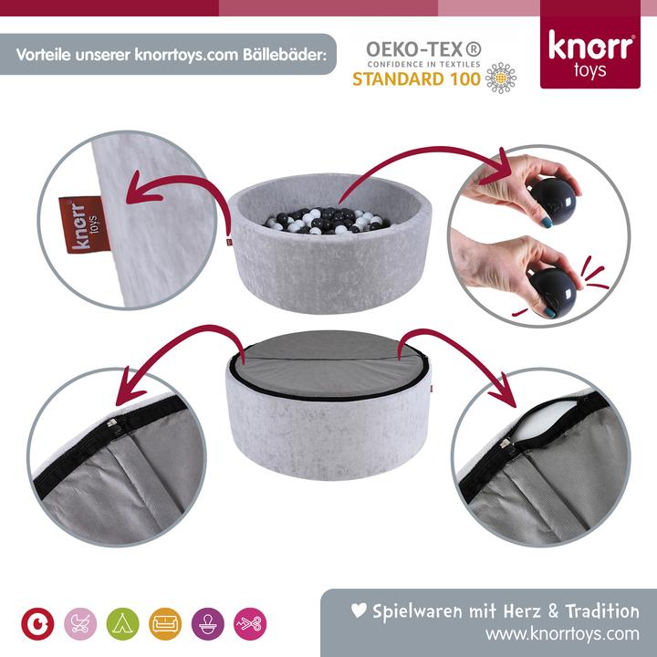 Produktbild Knorrtoys Bällebad soft - "Unicorn petrol" - 150 balls grey/white/transparent (7 cm)