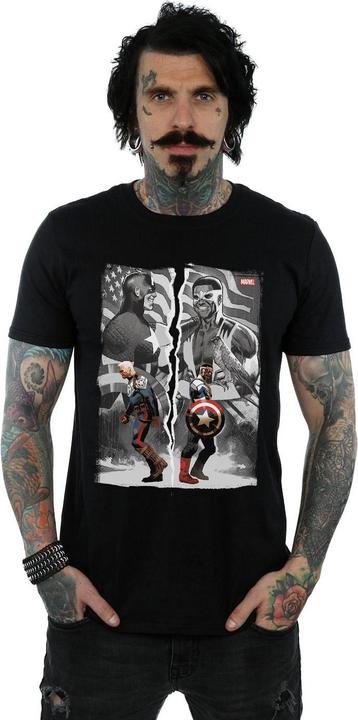 Actual product image Mens Falcon And Captain America Split T-Shirt (4XL)