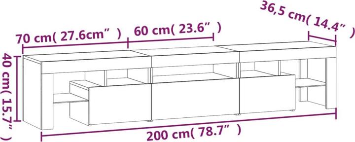 Actual product image VidaXL Melia (200 x 36.5 x 40 cm)