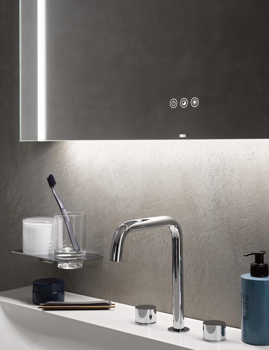 Produktbild Emco MI 500+ LED-Lichtspiegel, zwei Lichtausschnitte seitlich, Touch-Bedienfeld, Breite 1800mm, 1101 (180 x 16 cm)