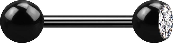 Immagine prodotto Star Piercing Barbell nero con palla e cristallo argento (senza ottone, Titanio G23)
