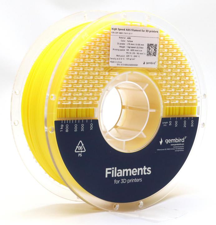 Produktbild Gembird 3DP-ABS1.75HY-01-Y (ABS, 1.75 mm, 1000 g, Gelb)