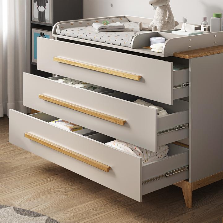 Actual product image VitaliSpa Changing dresser Malia, Cashmere oak, 133 x 98 cm XL with 3 drawers