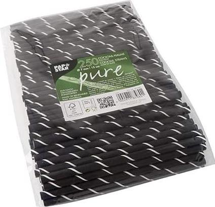 Produktbild Papstar Papiertrinkhalm "pure", 150 mm, schwarz / weiss aus Papier, Länge: 150 mm, Durchmesser: 7 mm (250 x)