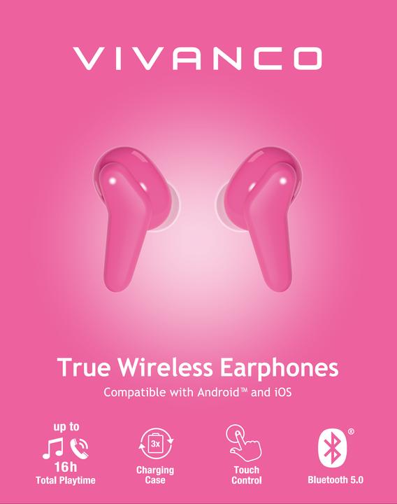 Actual product image Vivanco Fresh Pair Headset In-ear Calls/Music Bluetooth Pink (4 h, Wireless)