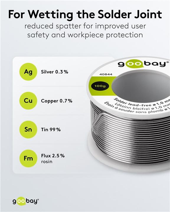 Actual product image Goobay Professional lead-free solder, ø 1.0 mm, 100 g (Solder)