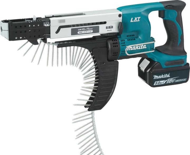 Produktbild Makita 18V Akku-Magazinschrauber mit 2x 5.0Ah Akkus DFR750RTE (Akkubetrieb)