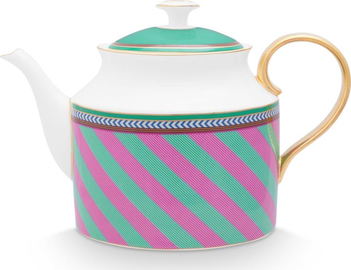 Image du produit PIP Studio Chique Stripes grande théière pink-green 1,8l (1.80 l)