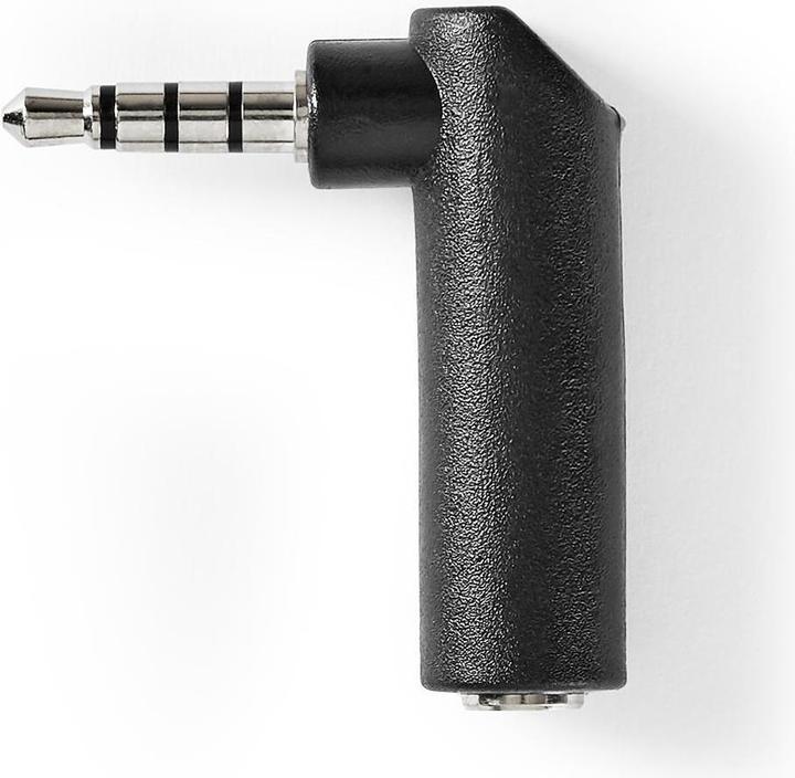Nedis AGB22980BK Stereo-Audio-Adapter mit 3,5-mm-Stecker, 3,5-mm-Stecker, 90-Grad-Winkel, 4-polig, S