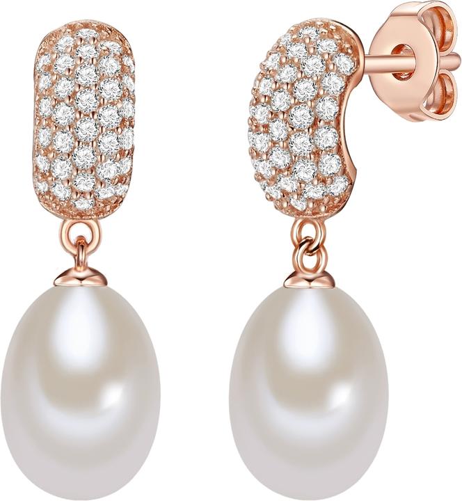 Produktbild Valero Pearls Damen Sterling Silber Zirkonia Süsswasser-Zuchtperle roségold - 10894 (Sterling Silber)