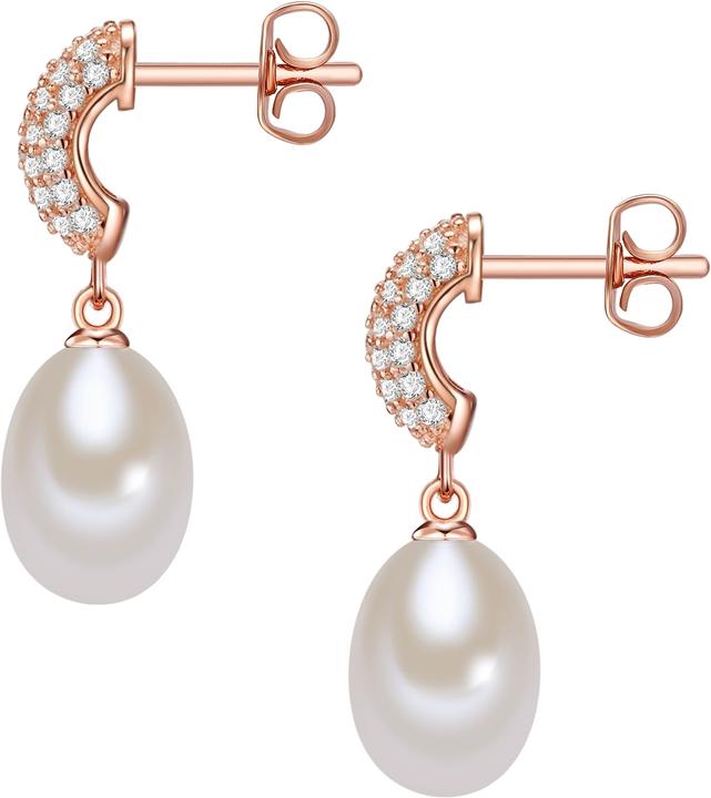 Produktbild Valero Pearls Damen Sterling Silber Zirkonia Süsswasser-Zuchtperle roségold - 10894 (Sterling Silber)