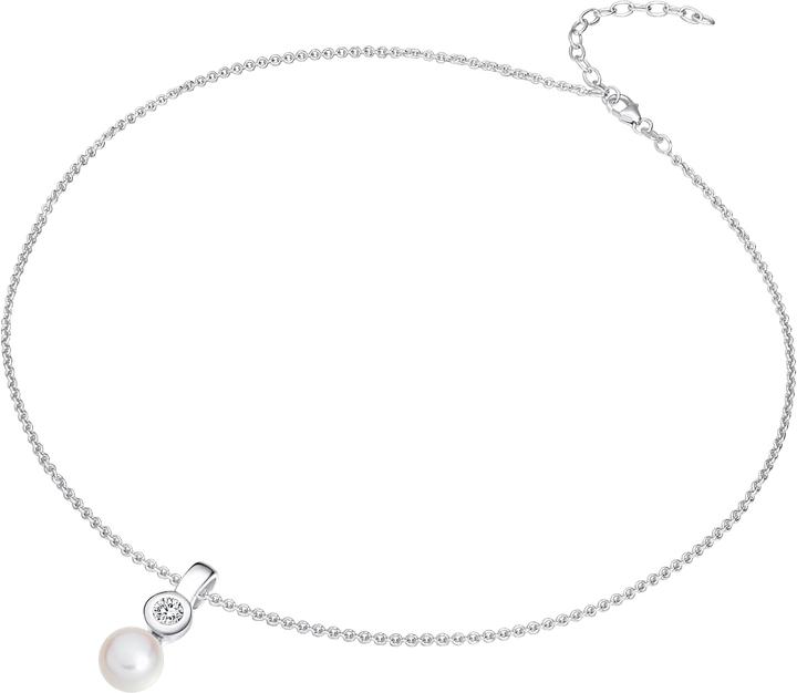 Actual product image Valero Pearls Ladies Sterling Silver Zirconia Freshwater Cultured Pearl silver 42.0 cm base chain + 5.0 cm (Sterling Silver, 42 - 47 cm)