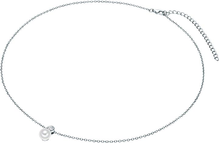Immagine prodotto Valero Pearls Donna Argento Sterling Zirconia Perla d'acqua dolce coltivata argento 42,0 cm di catena base + 7,0 (Argento, 42 - 49 cm)