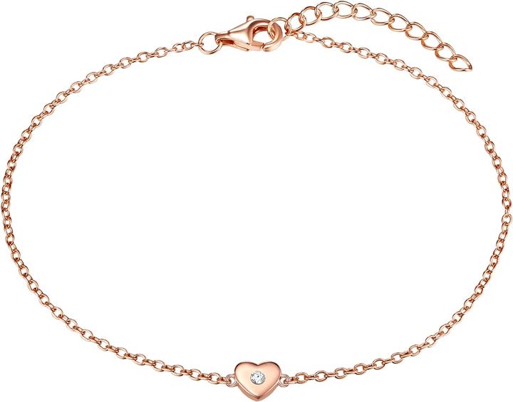 Image du produit Rafaela Donata Femme coeur argent sterling zirconium or rose 19,0 cm longueur de base + 3,0 cm extension - 11378 (19 cm, Argent Sterling)