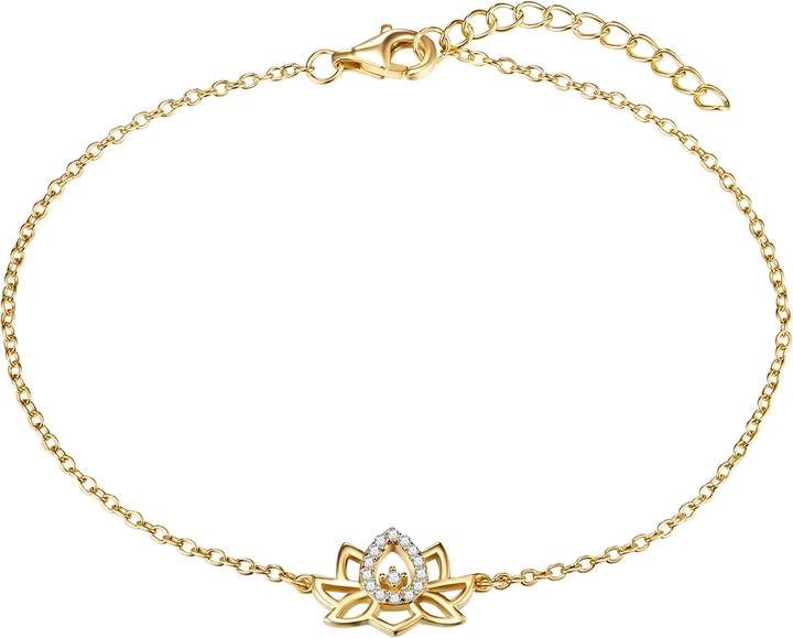 Immagine prodotto Rafaela Donata Fiore di loto da donna in argento con zirconi in oro giallo lunghezza base 19,0 cm + estensione 3,0 (19 cm, Argento)