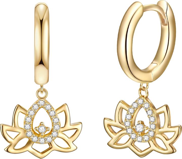 Rafaela Donata Damen Lotusblume Sterling Silber Zirkonia gelbgold 50,0 cm Basiskette + 7,0 cm Verlängerung - 11502 (Sterling Silber)
