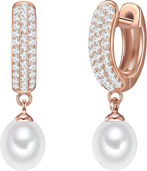Produktbild Valero Pearls Damen Sterling Silber Zirkonia Süsswasser-Zuchtperle roségold - 11872 (Sterling Silber)