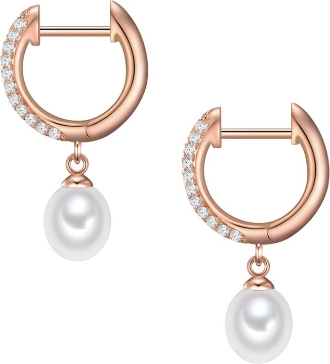 Produktbild Valero Pearls Damen Sterling Silber Zirkonia Süsswasser-Zuchtperle roségold - 11872 (Sterling Silber)