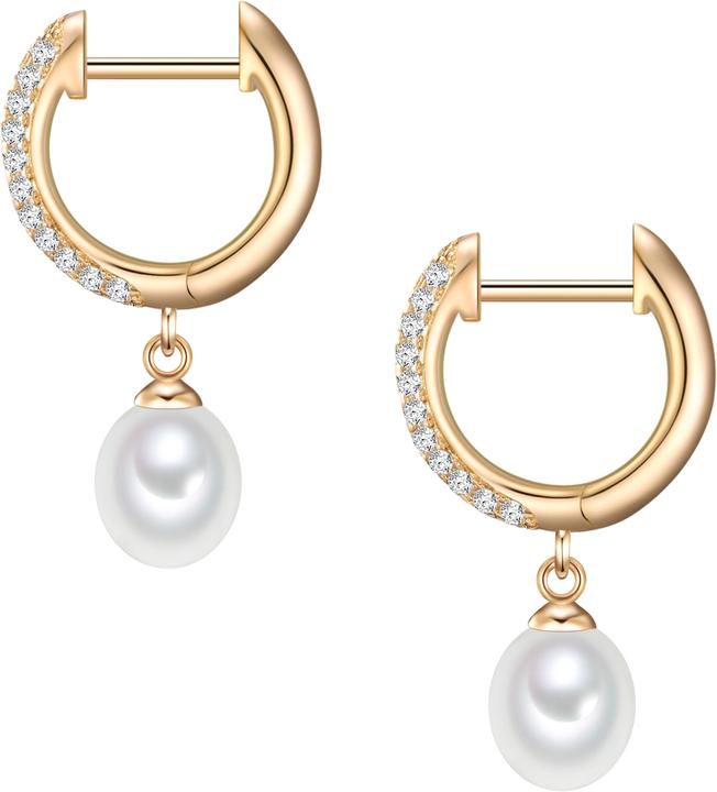 Produktbild Valero Pearls Damen Sterling Silber Zirkonia Süsswasser-Zuchtperle gelbgold - 11874 (Sterling Silber)