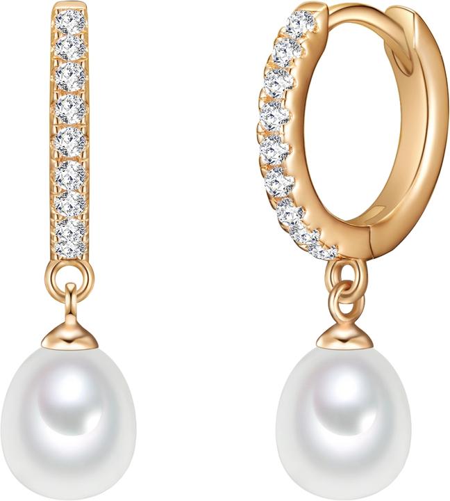 Valero Pearls Damen Sterling Silber Zirkonia Süsswasser-Zuchtperle gelbgold - 11880 (Sterling Silber)