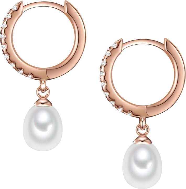 Immagine prodotto Valero Pearls Donna Argento Cubic Zirconia Perla d'acqua dolce coltivata Oro rosa - 11878 (Argento)