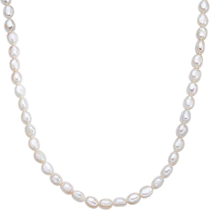 Immagine prodotto Valero Pearls Catena da donna in argento Sterling con perle d'acqua dolce coltivate in oro giallo 40,0 cm + 5,0 (Argento, 40 - 45 cm)