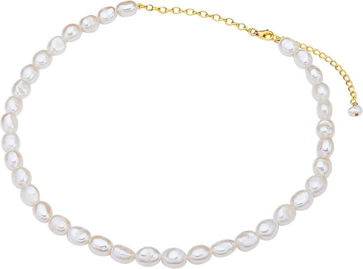 Immagine prodotto Valero Pearls Catena da donna in argento Sterling con perle d'acqua dolce coltivate in oro giallo 40,0 cm + 5,0 (Argento, 40 - 45 cm)