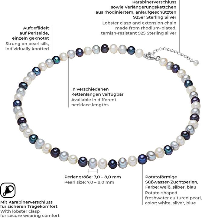 Image du produit Valero Pearls Femme argent sterling perle d'eau douce de culture argent - 2244 (Argent Sterling, 45 cm)