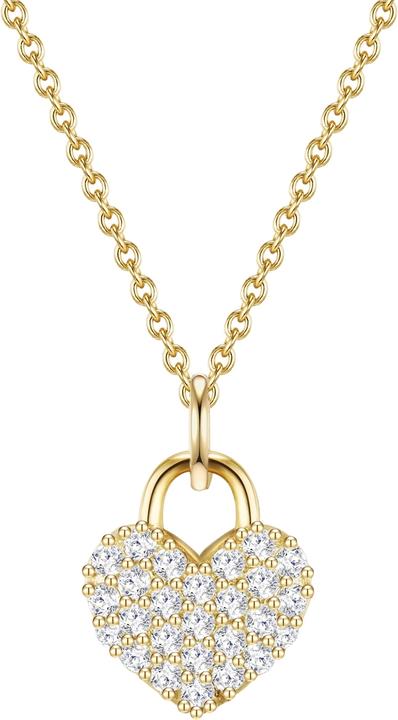 Glanzstücke München Catena da donna con cuore in argento sterling e zirconi in oro giallo 40,0 cm di base + 5,0 cm di (Argento, 40 - 45 cm)