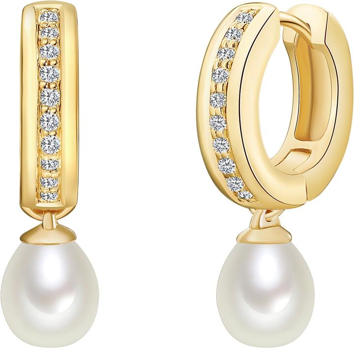 Produktbild Valero Pearls Damen Sterling Silber Zirkonia Süsswasser-Zuchtperle gelbgold - 904 (Sterling Silber)