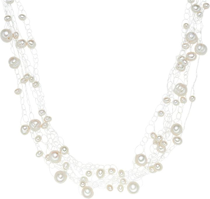 Immagine prodotto Valero Pearls Catena da donna in argento con perle d'acqua dolce 42,0 cm + 5,0 cm di estensione - 2882 (Argento, 42 - 47 cm)