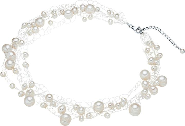 Immagine prodotto Valero Pearls Catena da donna in argento con perle d'acqua dolce 42,0 cm + 5,0 cm di estensione - 2882 (Argento, 42 - 47 cm)