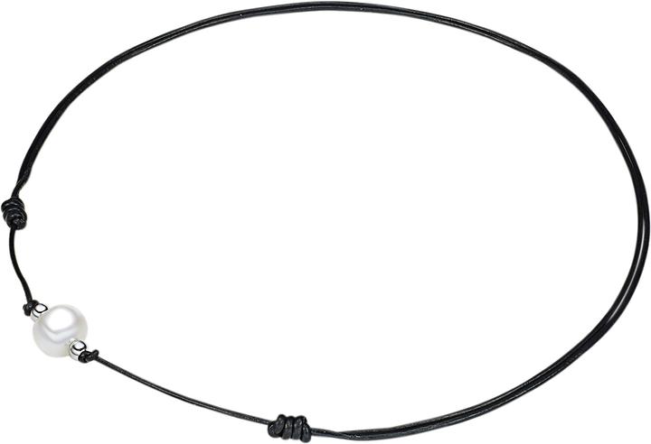Produktbild Valero Pearls Damen Echtleder Süsswasser-Zuchtperle schwarz 75,0 cm - 3056 (Echtleder, 75 cm)