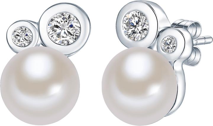 Valero Pearls Damen Sterling Silber Zirkonia Süsswasser-Zuchtperle silber - 3146 (Sterling Silber)