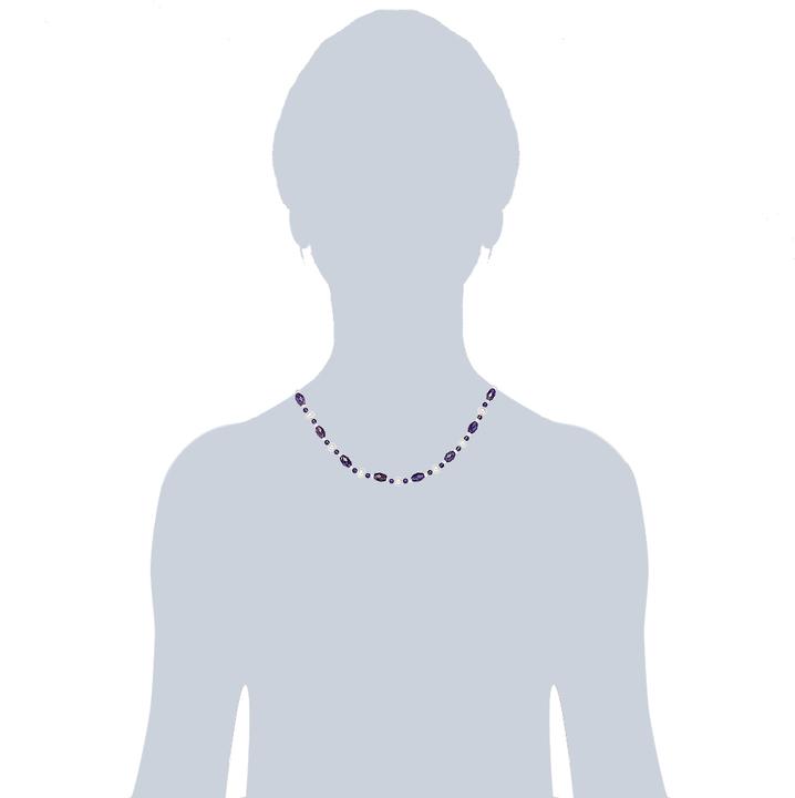 Produktbild Valero Pearls Damen Sterling Silber Amethyst Süsswasser-Zuchtperle silber 45,0 cm Basiskette + 5,0 cm Verlängerung (Sterling Silber, 45 - 50 cm)